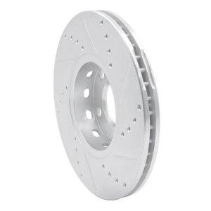 Audi A4 Brake Rotor (1) - Front Left - R1 Concepts - Drilled & Slotted - Silver - `92-`08